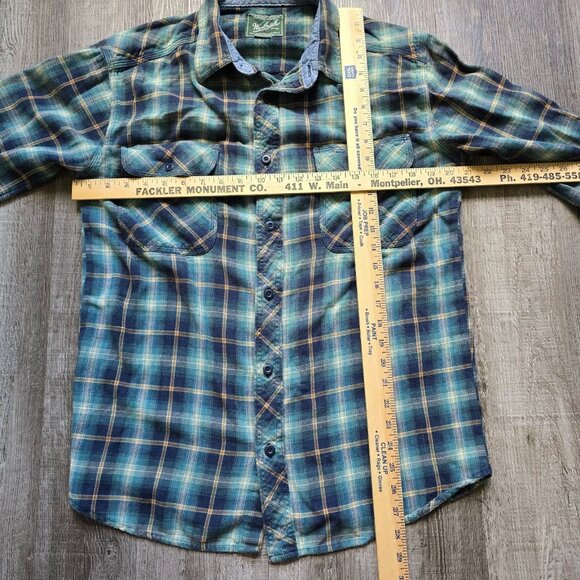 Woolrich Flannel Shirt Men Large Green Plaid Long Sleeve Button Up Flap Pockets - Picture 6 of 13
